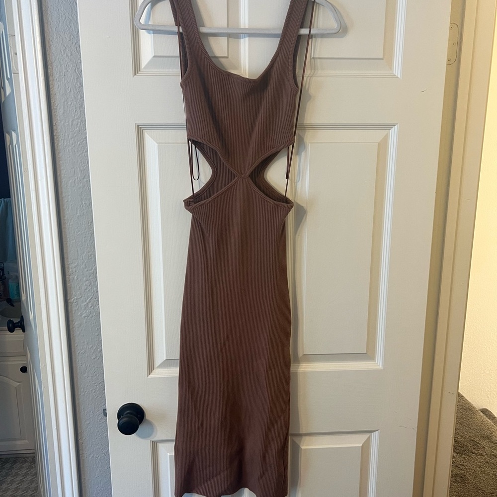 Brown sweater cut out midi dress. NWT. From Esther Penn boutique in Dallas, TX